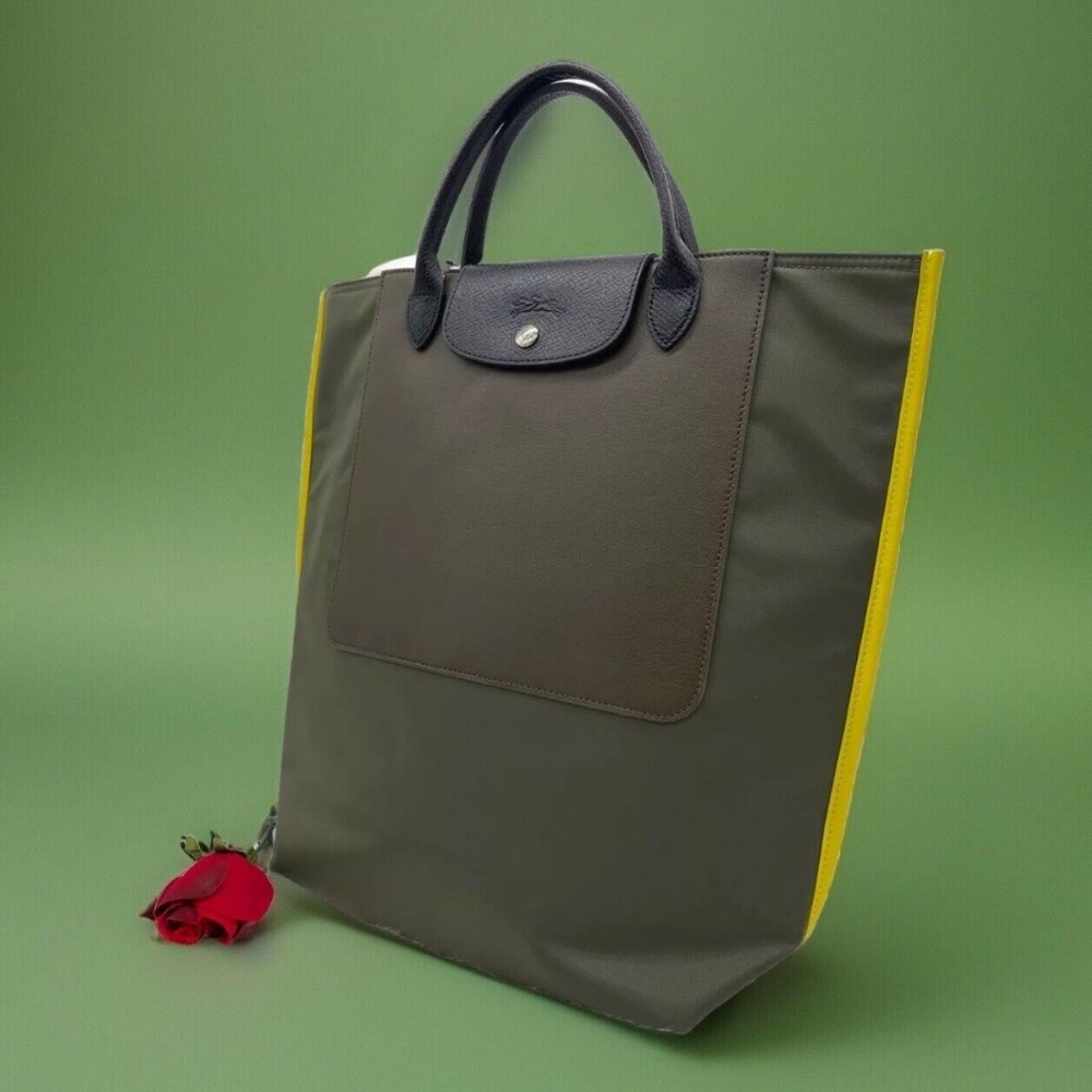 [Longchamp] Cabas Medium Re-Play Tote | Khaki, Silver